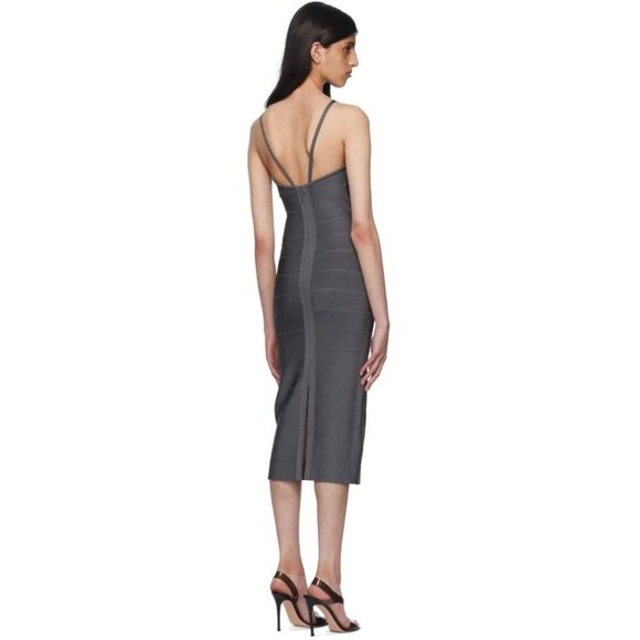 Herve Leger Recycled Rayon Midi Dress Size XS Womens Gray $630 - Picture 16 of 16